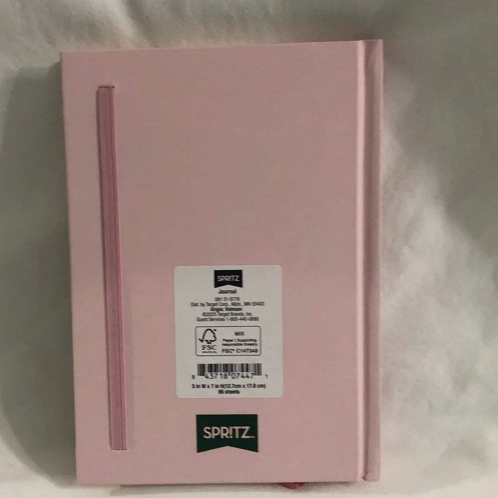 Pink Floral Hardcover Journal with Elastic Closure.5”X 7”